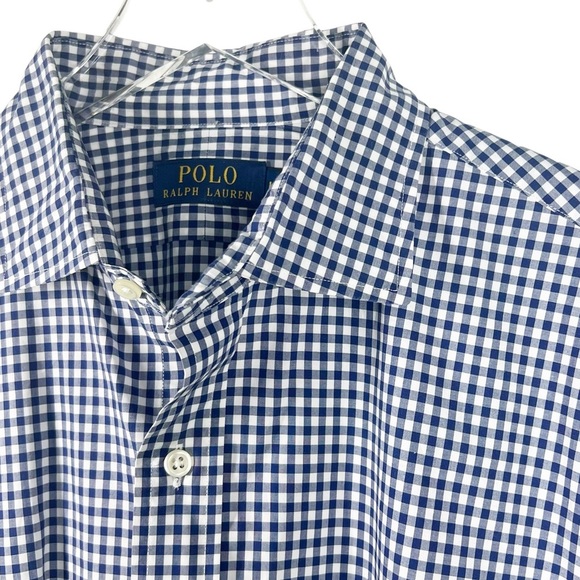POLO RALPH LAUREN Blue & White Gingham button Down Men's Large Shirt - Picture 1 of 7